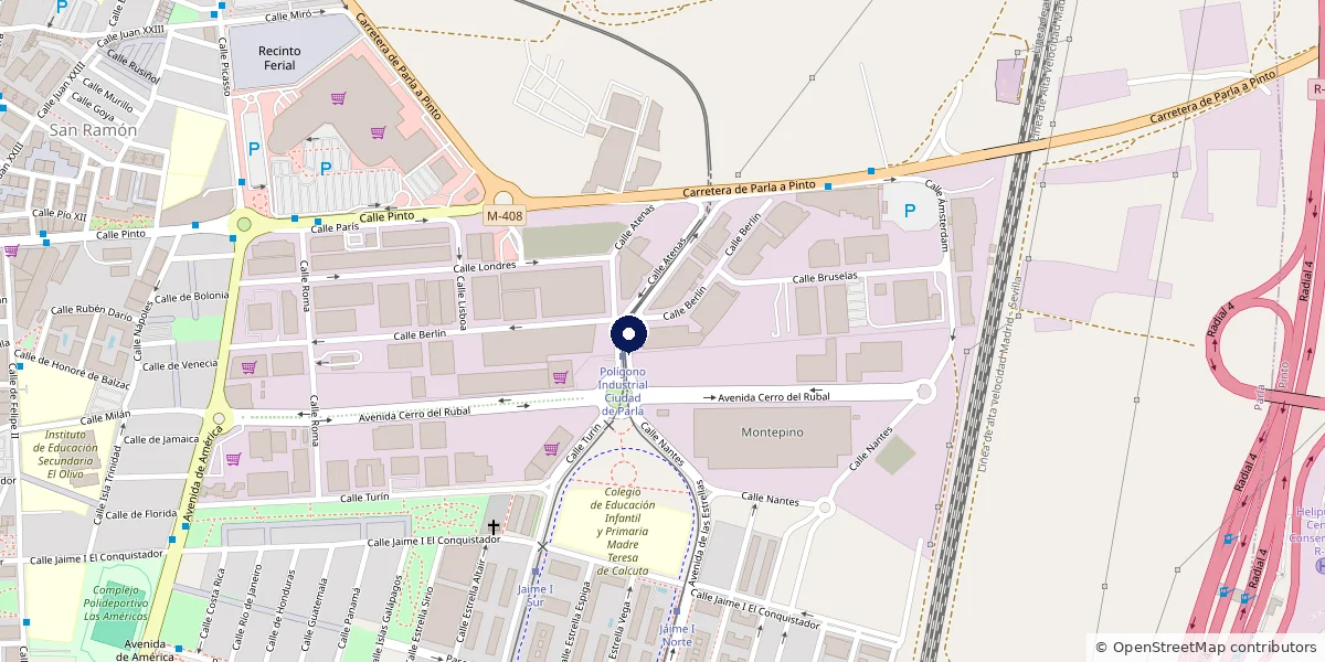 Mapa con la ubicación del taller de Mascristal en el sur de la Comunidad de Madrid